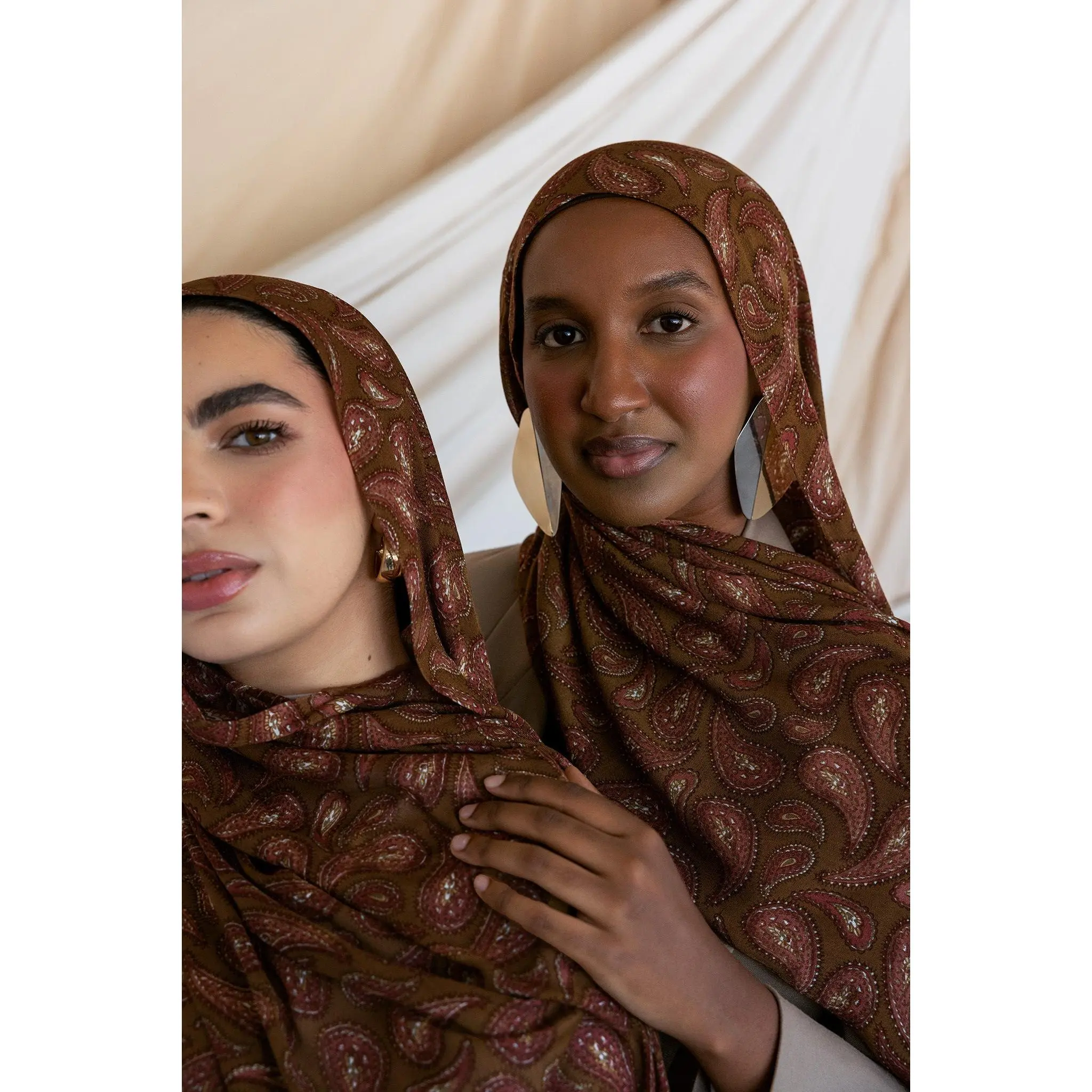 VELA Spiced Paisley Modal Hijab | Cultural Boteh Print Headscarf for Muslim Women, Lightweight Modest Fashion Head Wrap, Muslim Headscarf Cover, Modesty, Cultural Hijab