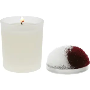 Blank Maroon & White - 5.5 oz - 100% Soy Wax Candle with Pom Pom Lid Scent: Tranquility