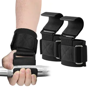 Weight Lifting Hooks, 1 Pair 5mm Thick Wrist Padding, Weight Lifting Grips for Powerlifting, Shrugs, Rows, Gym Lifting Straps with Pull Up Hooks, Deadlift Straps