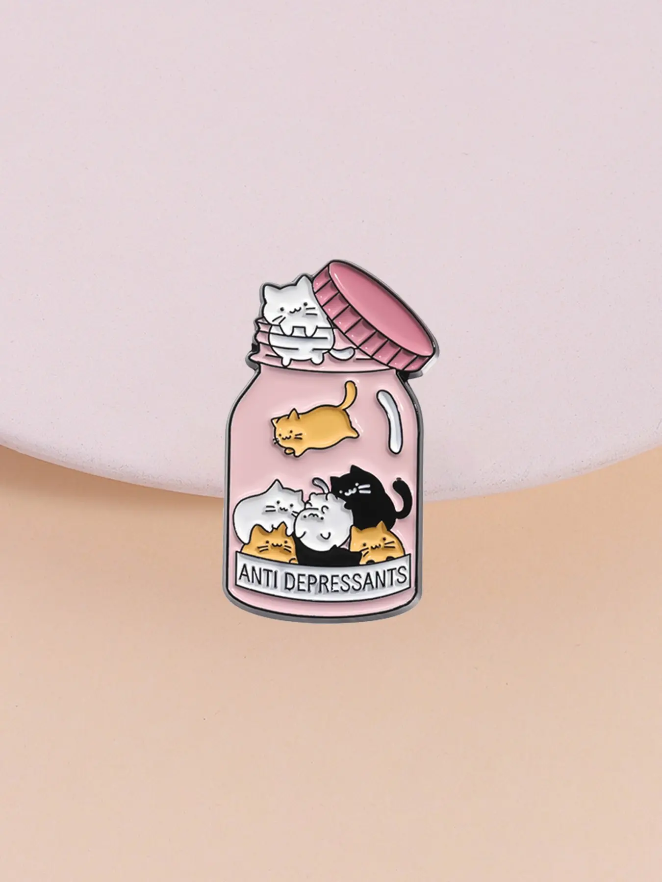 Cat Anti Depressants Enamel Pin, Vintage Humorous Mental Health Depression Meme Design, Bottle Label, Perfect Accessory for Cat Lovers & Advocates, Brooch Pins, Lapel Pins