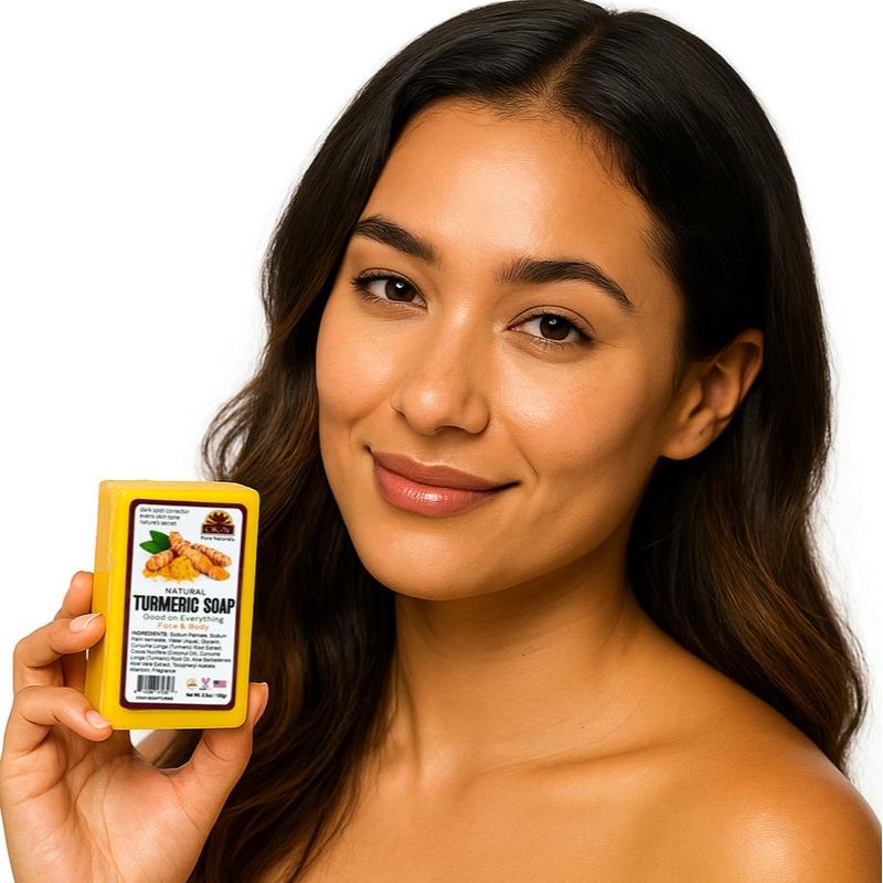 OKAY Pure Naturals Turmeric Soap Bar - Brightening, Dark Spot Correcting & Even Skin Tone Face & Body Cleanser - 5.5 oz