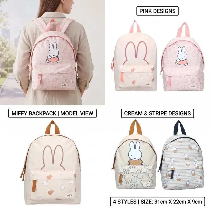31cm Cartoon Miffy Women Backpack Portable Large Capacity Student Lightweight School Bag Girl Storage Travel Bag Birthday Gift