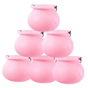 6 PCS Mini Cauldron Kettles, Novelty  Kettles, Halloween Pink Cauldrons Holder, Witches Cauldron, Cauldron Pot Party Favors-(non-food contact)
