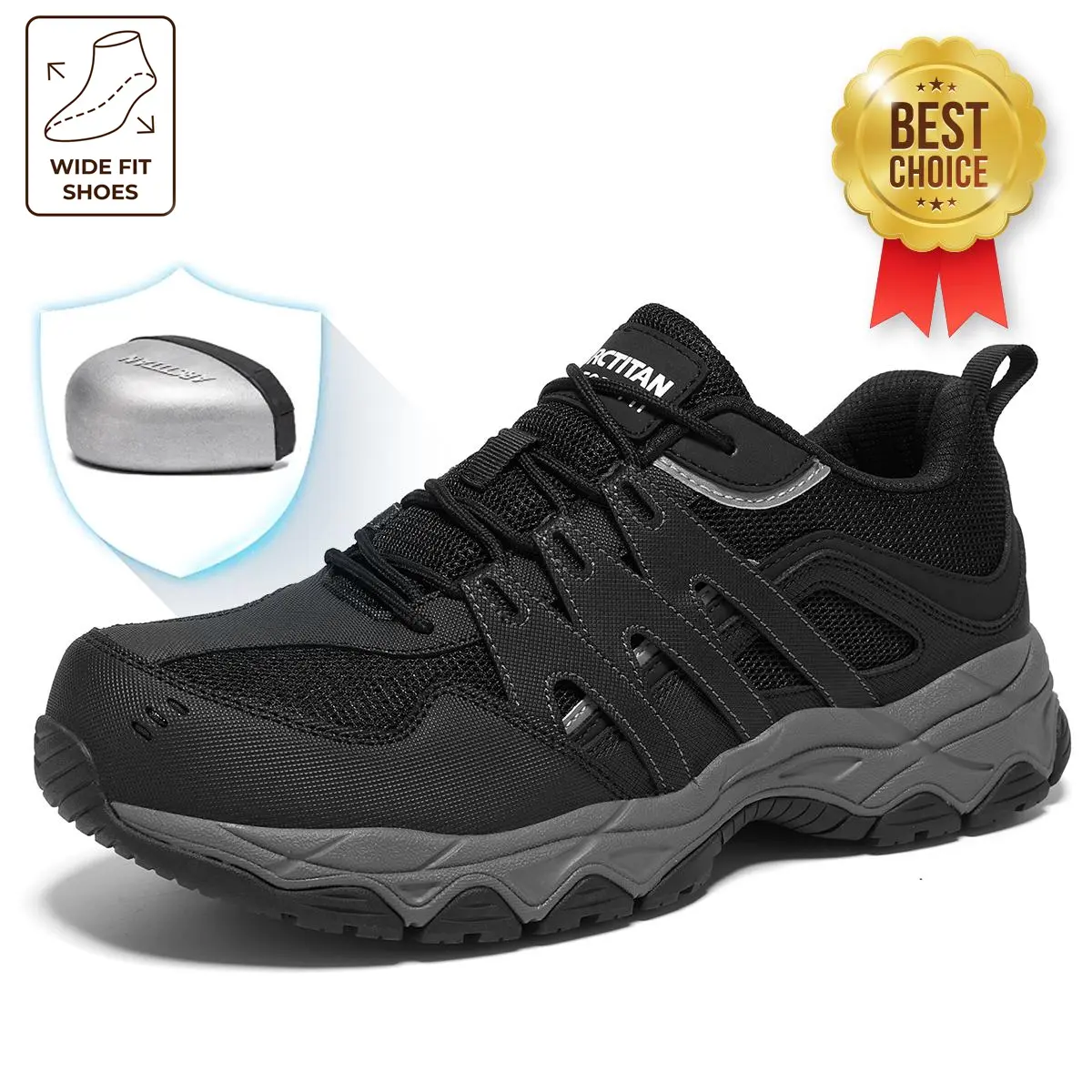 Non Slip Wide Steel Toe Safety Work Shoes,Anti smash Puncture Resistant Work Boots,Breathable Lightweight,Durable Work Arch Support Shoes,,2-in-1 Safety Shoes for Outdoor,Construction Site,Warehousing, Logistics,Truck Drivers and Manufacturing Worker