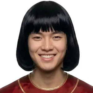 iss   nisex Black Short Bob Wig with Fll Bangs Halloween Coste  Fnny Wigs