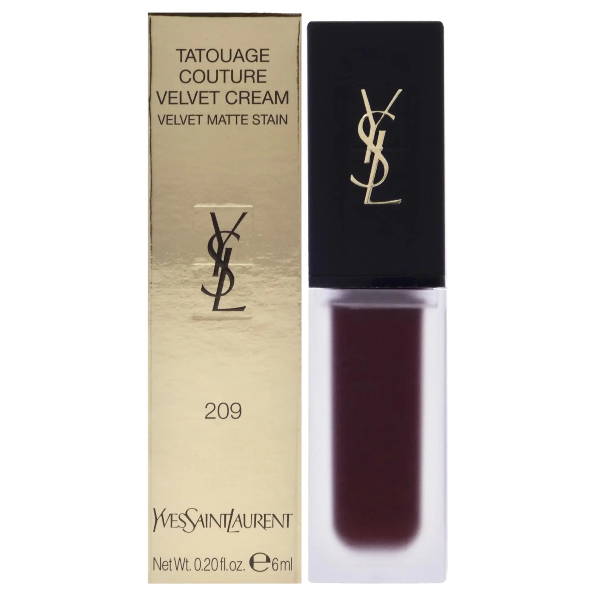 Yves Saint Laurent Tatouage Couture Velvet Matte Cream Cosmetic Lipstick - 209 Anti-Social Prune, Women's Compact Single Makeup, 0.2 fl oz, Bold Hue