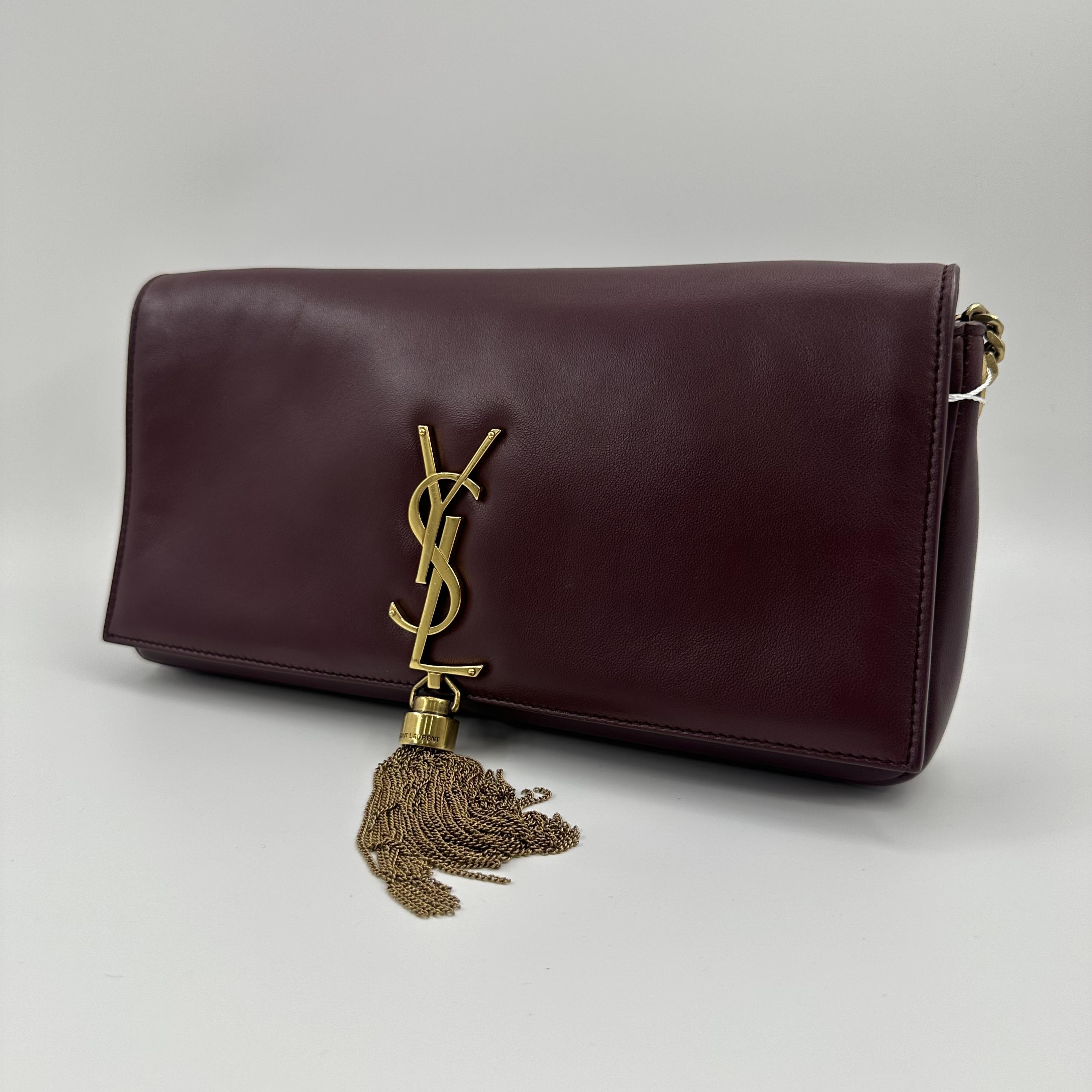 Pre-owned Yves Saint Laurent YSL leather wallet handbag red