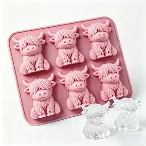 🌾 The ultimate farmhouse aesthetic for your daily drinks. 6-Cavity Highland Cow Silicone Mold | Fun Ice Cube Tray, Cute Chocolate Candy Maker, Western Kitchen Decor (Mold Only)