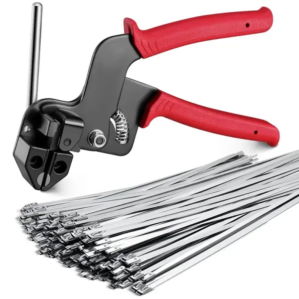 Heavy-Duty Stainless Steel Cable Tie Gun Set with 100pcs 11.8in 304 UV-Resistant Steel Cable Ties (200LBS Tensile Strength) – Ideal for Chicken Coop, Fences, Exhaust Pipes Wire Clamping