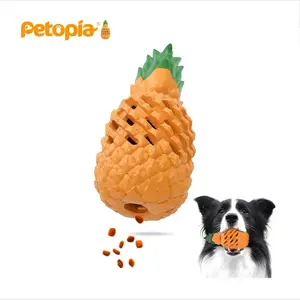Petopia Pineapple Dog Chew Toys for Aggressive Chewers Tough Natural Rubber Fruit Shaped Toy for Small Medium & Large Breeds Durable Dental Health Chewing Toy with 101 Day Worry-Free Guarantee