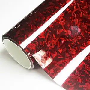 Ultra Glossy PET Red Forging Carbon Fiber Vinyl Wrap Film Self Adhesive Car Motorcycle DIY Sticker Decal For Cars With Air Release