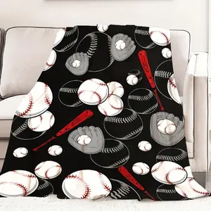1pc Baseball Blanket - Soft Cozy Flannel Throw with Vibrant Baseball Print, All-Season Machine Washable Gift for Baseball Lovers, Sports Fans & Home Decor