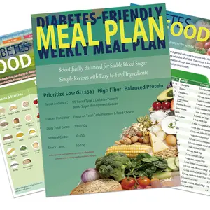 3pcs Diabetes Food List , Diabetes Meal Plan, Diabetes-friendly Food Guide, laminated Meal Planner, Includes Portion Sizes, GI Index, Carbs, Calories, Suitable for Type 1, Type 2 & Gestational Diabetes– Waterproof, Stain-Resistant