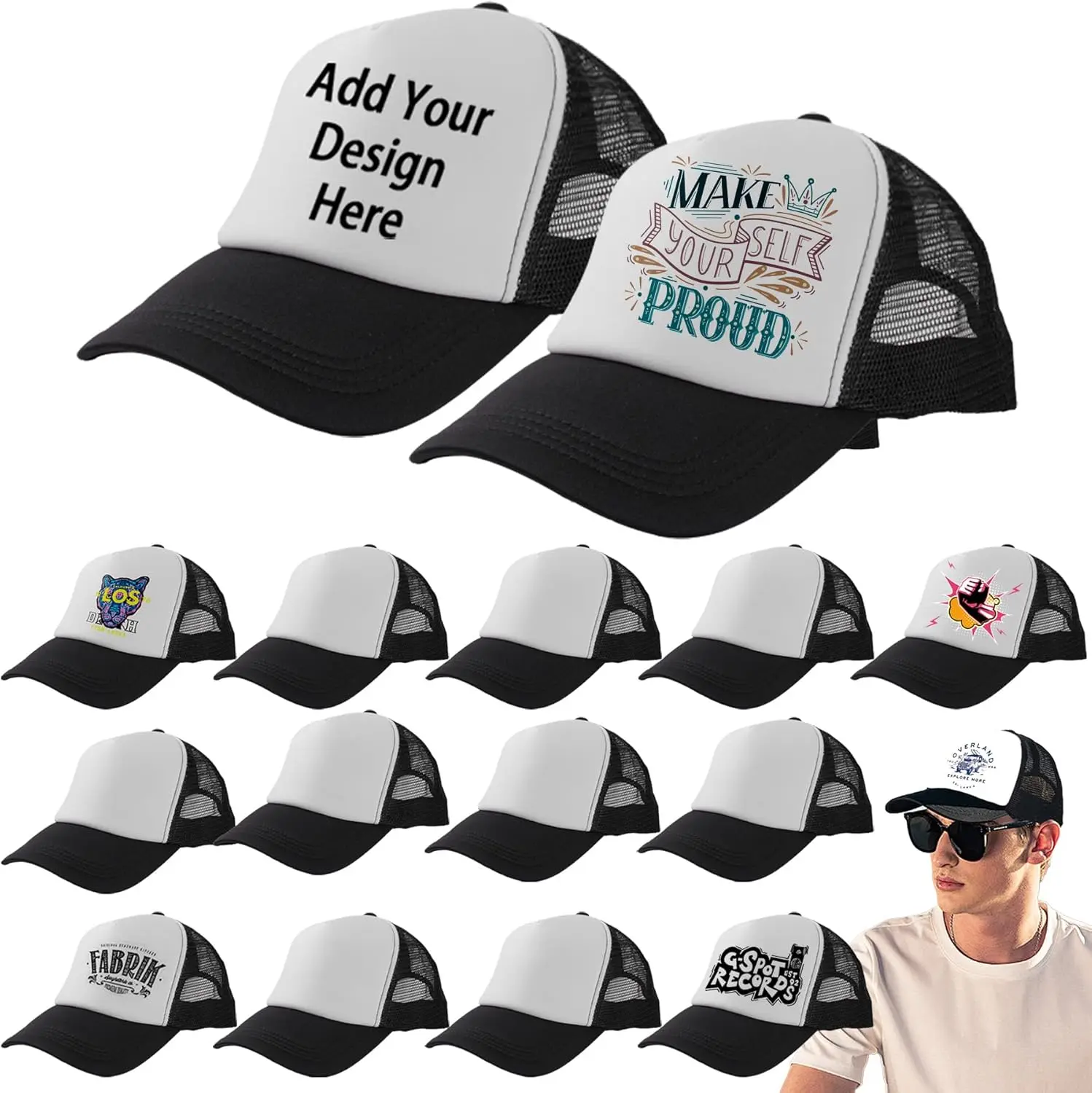 15 Pack Trucker Hats Bulk Sublimation Blanks Wholesale Mesh Baseball Cap DIY Custom Hats for Men WomenGift..