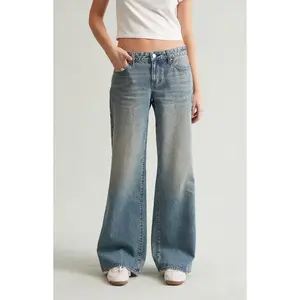 Pacsun Women's Casey Low Rise Baggy Jeans Medium Indigo Tinted