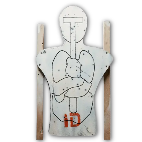 Infinite Defense Anatomical Torso-Shape Hunting Target - Self-Healing Vital Material Accessory, 30"x18"x0.5", Weatherproof, Reactive Hits, 7000-Round Durability, 2 Spring Clamps, 12 Months Coverage, No Hollow Points or Slugs for Training & Target Practice