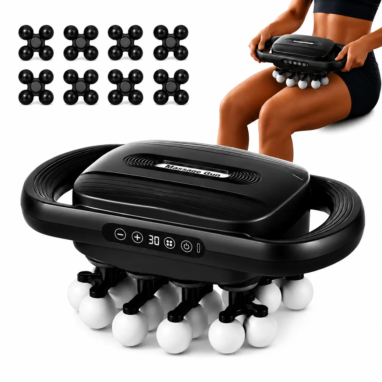 Massage Gun with 24/32 Heads, 30 Adjustable Speeds, Quiet Handheld Design, Built-In Lithium Battery for Muscle Pain Relief & Deep Recovery, Adjust Settings, Multi-Area Use