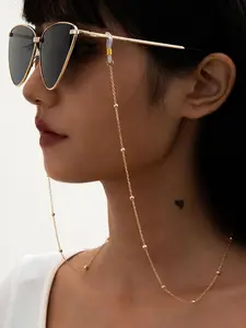 Minimalist Temperament Ball Decor Metal Glasses Chain, Anti-slip Glasses Mask Hanging Chain, Fashion Eyewear Accessories for Women & Girls