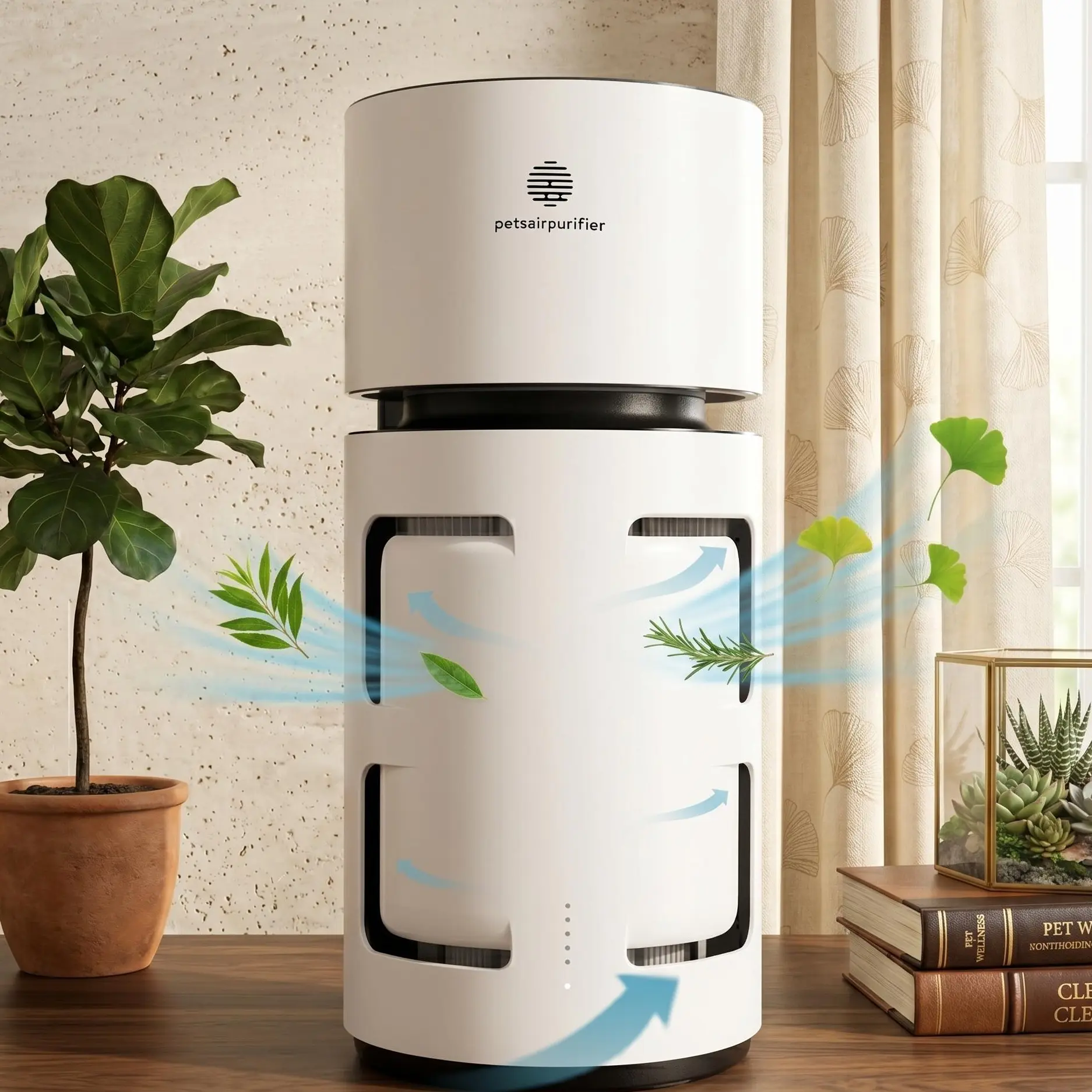 Pet Air Purifier for Home with HEPA Filter and Activated Carbon, 360° Air Intake for Cat Hair, Dog Dander, Litter Box Odor, Smoke, Dust, Pollen and PM2.5, Quiet Air Cleaner for Living Room and Bedroom, Multi Pet Homes, Sleep Mode