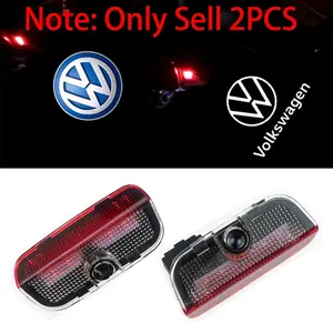 2Pcs Car Logo LED Door Welcome Light Laser Projector Lamp Ghost Shadow Light For Volkswagen New VW Golf R Rline Scirocco Beetle Passat Polo Touareg Jetta Auto Accessories