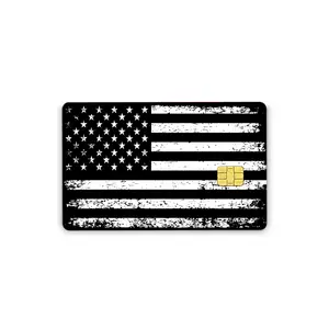 Credit Card Skins With Easy Pull Tabs for Transportation Key, Debit, Credit Card Covering Personalizing Bank Card Slim, Waterproof Vinyl Skins American Flag Decal
