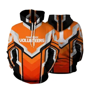 Tennessee Football 3D Hoodie, Rocky Top Inspired Angular Graphic Pattern in Vibrant Orange, Perfect Gift for Fans