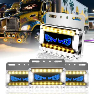 DIBMS 4 pcs 4.8 Amber LED Mini Devil Eyes Trailer Side Marker Lights Universal Waterproof Shockproof Exterior Signal Lights for Trucks RV's Boats LED Devil Eyes Sign Amber Car Lights