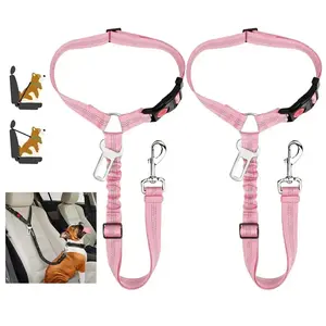 2-Pack Pet Car Seat Belt Dog Leash, Length Adjustable Pet Safety Leash, Car Safety Leash, Dog Traction Rope, Car Interior Accessories
