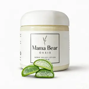 Mama Bear Oasis Foot & Leg Comfort Lotion 4 oz 120mL - Magnesium Chloride Infused Moisturizer with Pure Natural Ingredients, Fragrance-Free Gentle Body Lotion for All-Day Wear & Neuropathy Relief Support