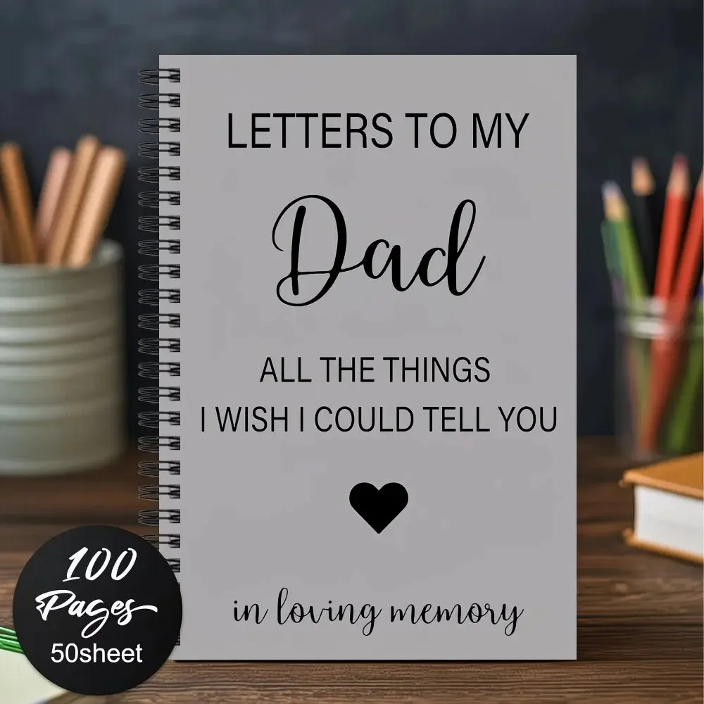 Memorial Gift for Lost Father, Sadness Spiral Bound Notebook Diary, Letter Journal for Heavenly Father, Sympathy Gift Set Craft Supplies, Memory Journal