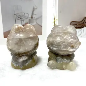 1 Count IG Crystal Fluorite Garfield Crystal Carving Natural Stone Gem Mining Chakra Balancing Reiki Healing Crystal Mystery Crystal Display Crystal Shopping Online Home Office Decor