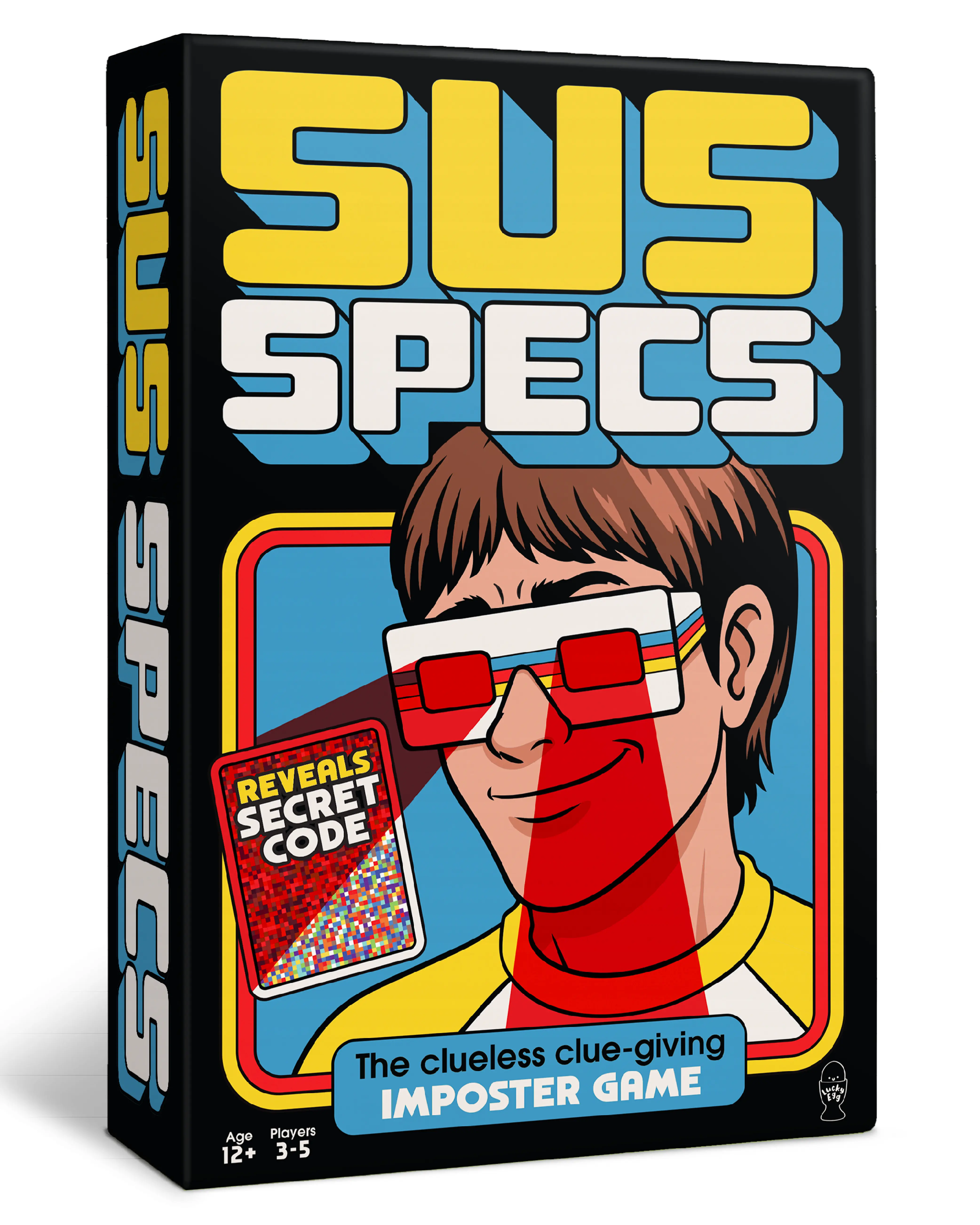 Lucky Egg Sus Specs - The Clueless Clue-Giving Imposter Game, Family Social Deduction Board Game, Ages 12+, 3-5 Players