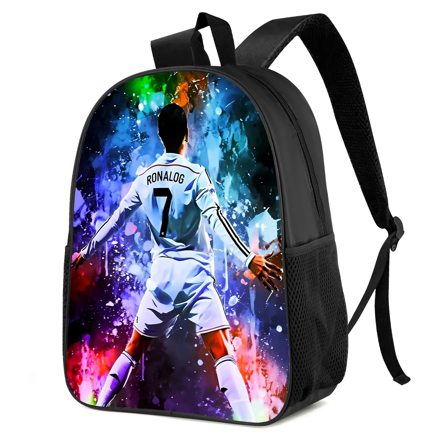 B418  No.7 Football Player Colorful Trendy Graphic Print Casual Daily Backpack for Commute Outdoor Travel