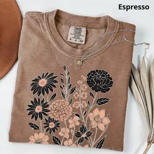 Comfort Colors Vintage Pressed Flowers Shirt Botanical Floral Tshirt Boho Cottagecore Tee Wildflowers Floral T Shirt Gift for Gardener Womenswear Top