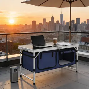 Folding Camping Table Aluminum Alloy 3-Height Adjustable Portable Outdoor Table with Storage Bag for Picnic RV Beach Garden