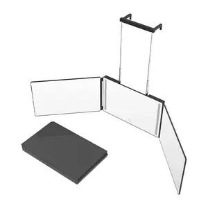 3 Way Self Haircut Mirror 360 Mirror for Haircuts with LED Lights Hands-Free Wall Mounted Mirror for DIY Haircutting at Home, Precision Grooming Makeup Tool for Men & Women