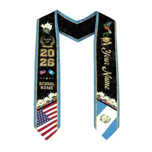 Personalized Guatemalan American Flag Graduation Stole – Custom Class of 2026 Sash with Name & School.