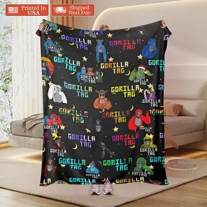 Gorilla Tag Blanket | Cool VR Game Monkey Flannel Throw for Kids & Gamers & Soft & Cozy & USA Printed