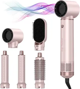Avenho 5 in 1 Hair Dryer Brush Hot Air Curling Brush Negative Ion Air Styler，Multi Function Blow Dryer Brush with Curling Wand, Straightening Brush, and Volumizing Hot Air Brush for All Hair Types