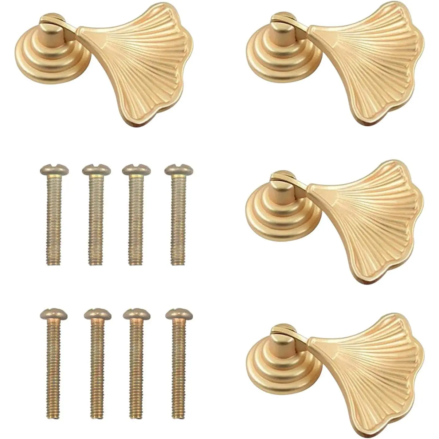 4 count Ginkgo Leaf Knobs Leaf Shape Handles Zinc Alloy Drawer Single Hole Knobs for Dresser Drawer Kitchen Cabinet Door Pull Handles ()