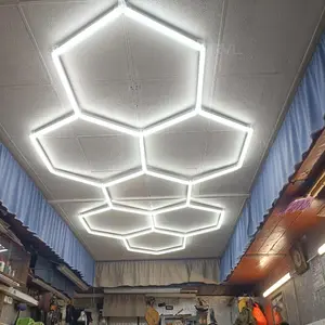 Dimmable Hexagonal LED Light, Garage Light, Barbershop Hair Salon Ceiling Light, Super Bright Honeycomb LED Tube Lamp Lighting for Gym Workshop Car Detail Show
