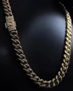 Hip Hop Style Men's Cuban Link Chain 10mm Solid 925 Sterling Silver Gold Plated