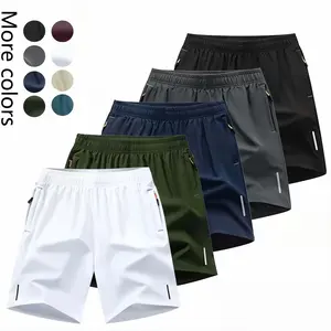 High-quality men's five-point shorts, loose sports casual pants, summer thin beach pants Zipper Pocket Breathable