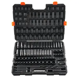 VEVOR Impact Socket Set 130 Piece 3/8 1/2 - SAE Metric Drive Socket Set - 6 Point Cr-Mo Alloy Steel for Auto Repair - Easy-to-Read Size Markings - Includes Storage Case