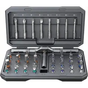 Hardware supplies 42 in 1 Magnetic Ratchet Screwdriver Set, Multi Bit Ratcheting Screwdriver Kit with Detachable Handle, Portable Repair Tool Set for Computer, Furniture, Bicycle and DIY Projects (Grey)