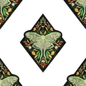 Autumn Leaf Moth Embroidery Patch, Embroidery Design, Geometric Embroidery Design, Self-Adhesive Iron-On Applique, Perfect for Clothes Jackets Hats Accessories, 1 Piece