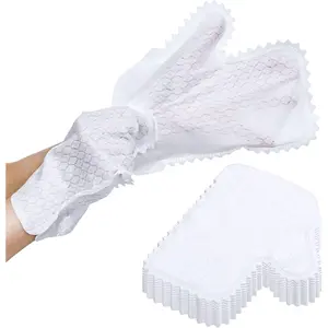 PrimPick 40 Pieces White Microfiber Dusting Cloths Gloves, Dust Wipes, Feather Dusters, Grabs and Locks in Dust, Pet Hair Cleaning Possible Dual-Sided Disposable Dusting Gloves