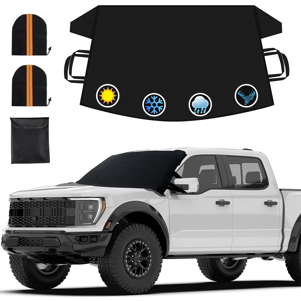 Car Windshield Cover for Ice and Snow, 600D Oxford Fabric Windshield Snow Cover Heavy Duty, Magnetic Car Anti-Snow Cover, Winter Frost Hail Protector for Most Sedan Truck SUV  (74 x 43 Inch)