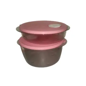 Tupperware Crystalware 2pc - Pink Lid & Clear Base Food Storage Containers for Kitchen Organization