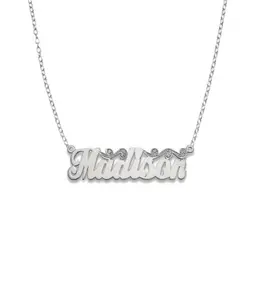 Script Carved 925 Sterling Silver Nameplate Necklace